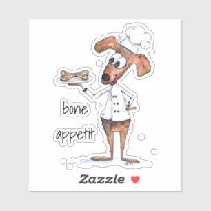 Cute Whimsical Dog Chef Sticker