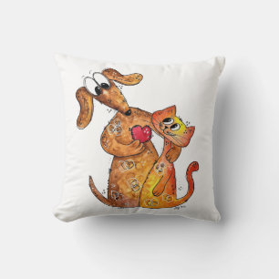 Cute Whimsical Dog en Cat Kussen
