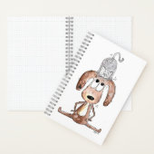 Cute Whimsical Dog met Cat op zijn hoofd Notitieboek (Binnen)