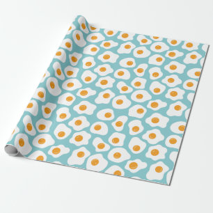 Cute Whimsical Eiolk Pattern in Blauwgroen Blue Cadeaupapier