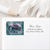 Cute Whimsical Elephant on Wood Design Etiket (Insitu)
