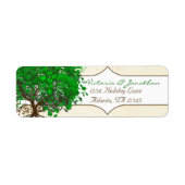 Cute Whimsical Emerald Green Heart Leafed Tree Etiket (Voorkant)