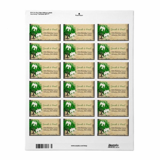 Cute Whimsical Emerald Green Heart Leafed Tree Etiket (Full Sheet)