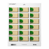 Cute Whimsical Emerald Green Heart Leafed Tree Etiket (Full Sheet)