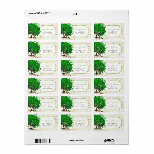 Cute Whimsical Emerald Green Heart Leafed Tree Etiket (Full Sheet)