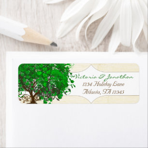 Cute Whimsical Emerald Green Heart Leafed Tree Etiket