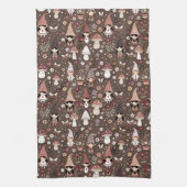 Cute Whimsical Fair Gnomes and Mushrooms  Theedoek (Verticaal)