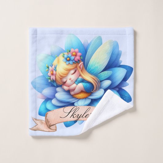 Cute Whimsical Floral Doux Rêves Dormir Fée (Gant de toilette)