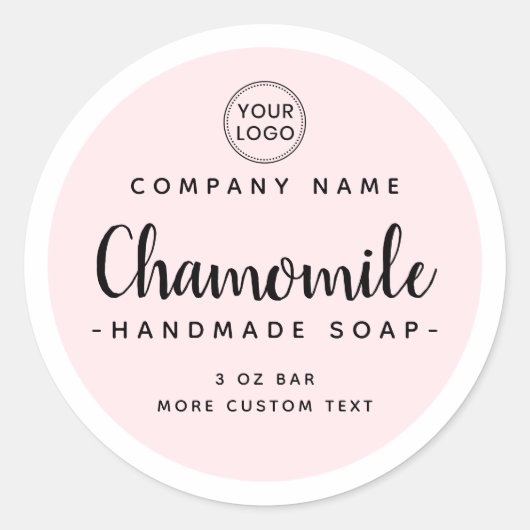 Cute whimsical font bleek roze white product label (Voorkant)
