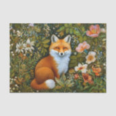 Cute Whimsical Forest Fox, Flowers ET9L Decoupage  Tissuepapier (Voorkant)
