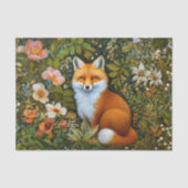 Cute Whimsical Forest Fox, Flowers ET9R Decoupage Tissuepapier (Voorkant)