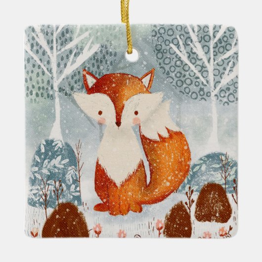 Cute Whimsical Fox in Forest Ornament (Voorkant)