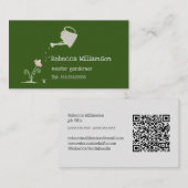 Cute Whimsical Gardening Services & QR Code Visitekaartje (Voorkant / Achterkant)
