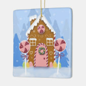 Cute Whimsical Gingerbread Maison Ornement Bleu (Gauche)