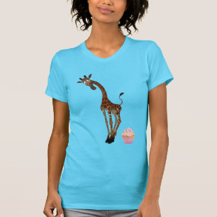 Cute Whimsical Giraffe en Cupcake T-shirt