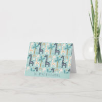 Cute Whimsical Giraffe Motif bleu Personnalisé