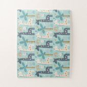 Cute Whimsical Giraffe Pattern in Pastel Blue Legpuzzel (Verticaal)