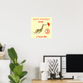 Cute Whimsical Giraffe Umbrella Birthday Poster (Thuiskantoor)