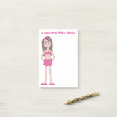 Cute Whimsical Girl Cartoon Drawing Post-it® Notes (Op bureau)