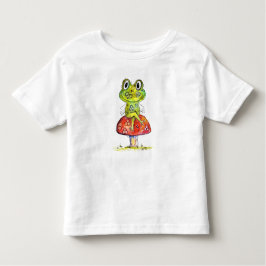 Cute Whimsical Green Frog op Toadstool Kinder Shirts