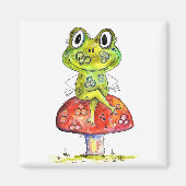 Cute Whimsical Green Frog op Toadstool Magneet (Voorkant)