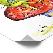 Cute Whimsical Green Frog op Toadstool Poster (Hoek)