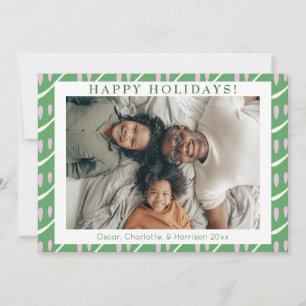 Cute Whimsical Green Lila Shapes Custom Photo Feestdagenkaart
