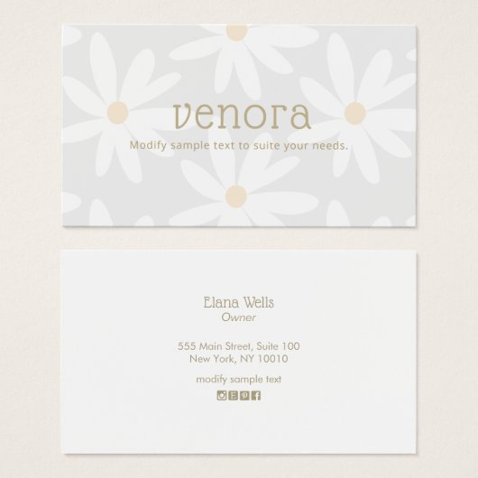 Cute Whimsical Grey Daisy Floral (Devant & derrière)