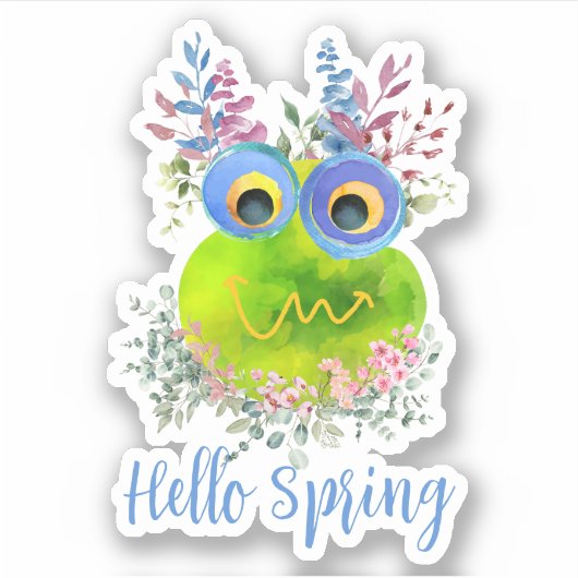 Cute Whimsical Hallo Spring Sticker (Voorkant)