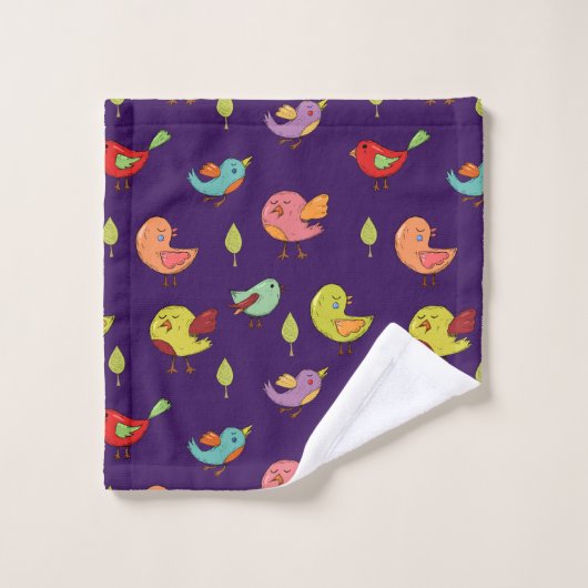 Cute Whimsical Hand Drawn Birds Pattern Bad Handdoek (Wasdoekje)
