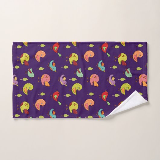 Cute Whimsical Hand Drawn Birds Pattern Bad Handdoek (Handdoek)