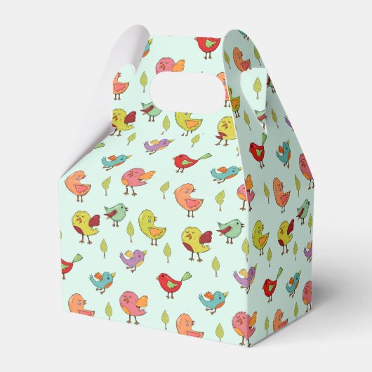 Cute Whimsical Hand Drawn Birds Pattern Bedankdoosjes (Achterkant)