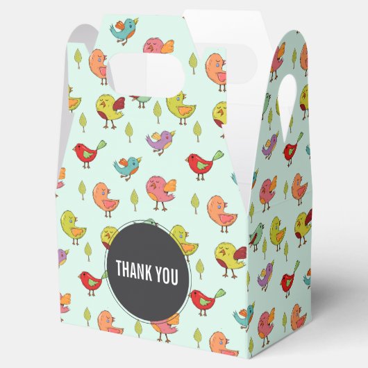 Cute Whimsical Hand Drawn Birds Pattern Bedankdoosjes (Geopend)