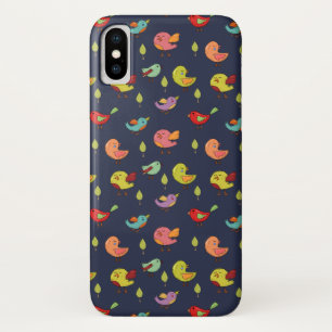 Cute Whimsical Hand Drawn Birds Pattern iPhone X Hoesje
