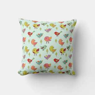 Cute Whimsical Hand Drawn Birds Pattern Kussen