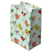 Cute Whimsical Hand Drawn Birds Pattern Medium Cadeauzakje (Achterkant Gekanteld)