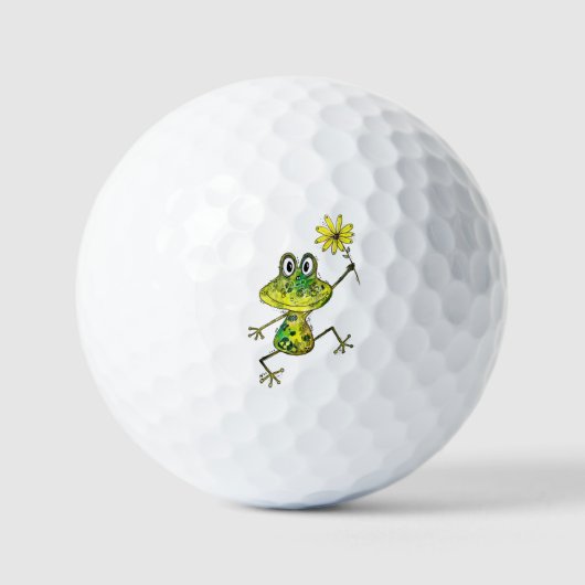 Cute Whimsical Happy Frog Golfballen (Voorkant)