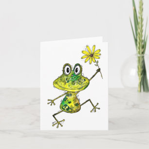 Cute Whimsical Happy Frog Kaart