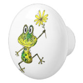 Cute Whimsical Happy Frog Keramische Knop (Rechts)