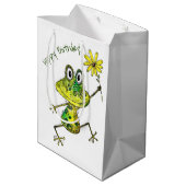 Cute Whimsical Happy Frog Medium Cadeauzakje (Achterkant Gekanteld)