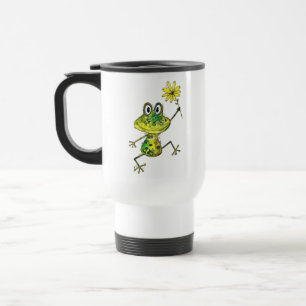 Cute Whimsical Happy Frog Reisbeker