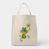 Cute Whimsical Happy Frog Tote Bag (Achterkant)