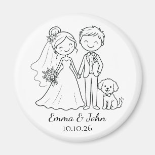 Cute Whimsical Honden Bruiloft Bruid Bruidegom Fav Magneet