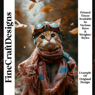Cute Whimsical Kat Steampunk Bril S5 Decoupage Tissuepapier