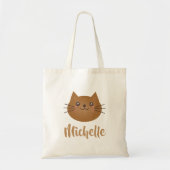 Cute Whimsical Kawaii Kitty Cat Lover Custom Name Tote Bag (Voorkant)
