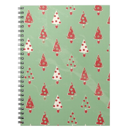 Cute Whimsical-kerstboompatroon Notitieboek (Voorkant)