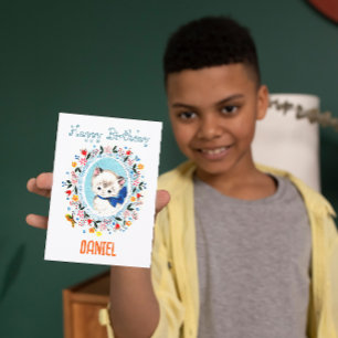  Cute Whimsical Kitten Happy Birthday Feestdagenkaart