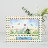 Cute Whimsical Kitty Puppy Ladybug Invitation (Debout devant)