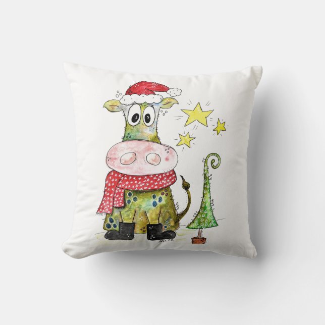 Cute Whimsical-Koe Kussen (Voorkant)