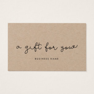 Cute whimsical kraft paper gift certificate visitekaartje